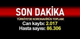 Türkiye corona verileri: Ölüm sayısı 2017'ye, vaka sayısı 86306'ya yükseldi
