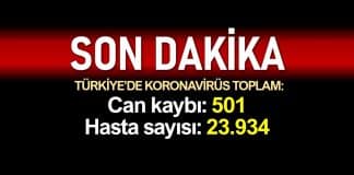 Türkiye corona verileri: Ölüm sayısı 501 vaka sayısı 23934 yükseldi