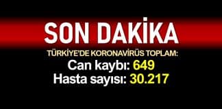 Türkiye corona verileri: Ölüm sayısı 649 vaka sayısı 30217 ye yükseldi
