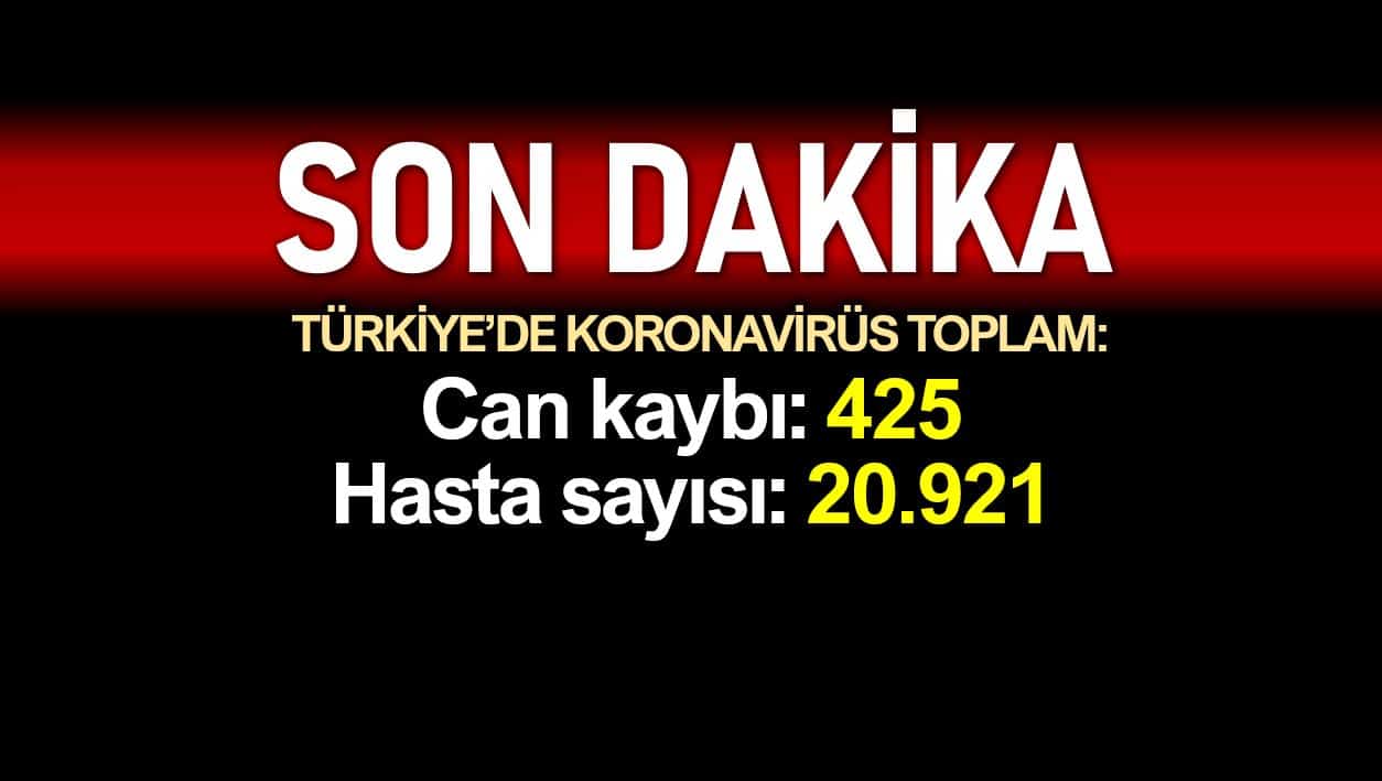 Türkiye corona ölüm sayısı 425, vaka sayısı 20921 yükseldi