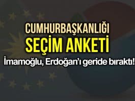 Cumhurbaşkanlığı seçimi anketi: İmamoğlu, Erdoğan geride bıraktı avrasya anket