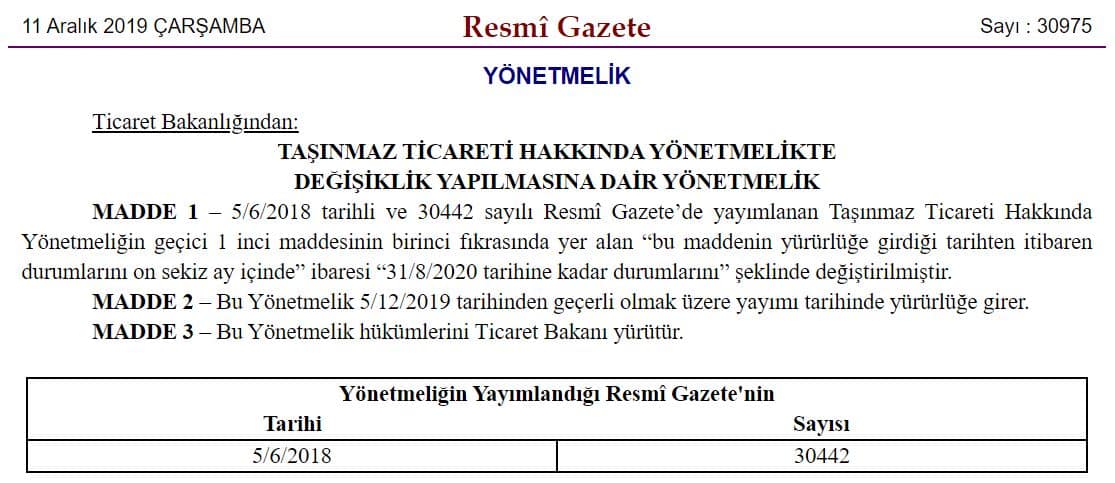 Resmi gazete sahibinden kiralık satılık ilan cezası yetki belgesi yönetmelik