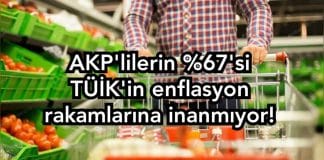 Anket: AKP’li seçmenin yüzde 67’si TÜİK’in enflasyon rakamlarına inanmıyor! Anket akp tüik