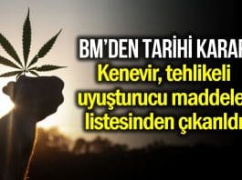 BM, kenevir (esrar) ve türevlerini narkotik maddeler listesinden çıkardı