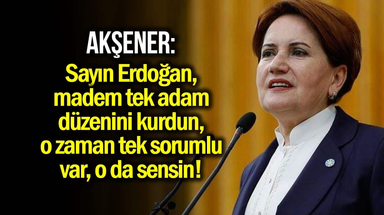 Meral Akşener: Sayın Erdoğan tek sorumlu var, o da sensin!