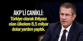 AKP’li Canikli: İhtiyacı olan ülkelere 8,5 milyar dolar yardım yaptık nurettin Canikli: Türkiye olarak ihtiyacı olan ülkelere 8,5 milyar dolar yardım yaptık
