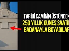 Kısıklı Abdullahağa Camisi minaresindeki 250 yıllık güneş saatini badanayla boyadılar!