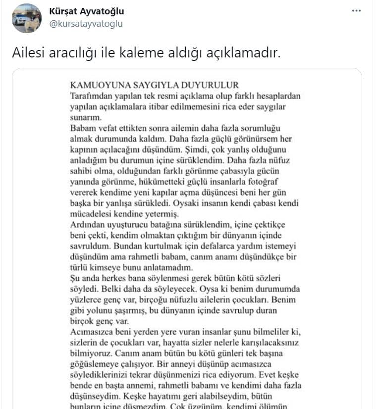 kürşat ayvatoğlu twitter açıklaması