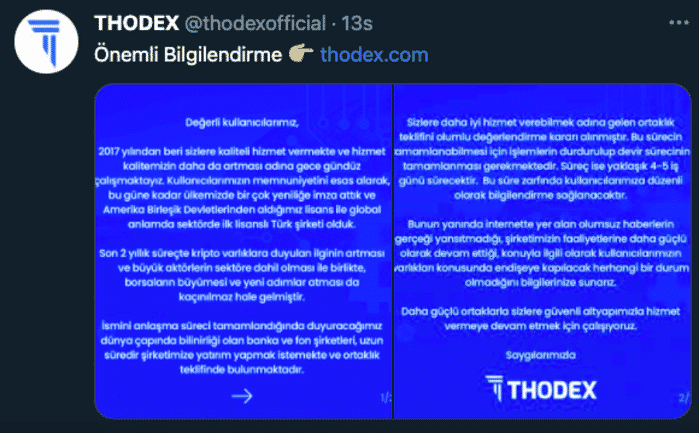 thodex kapandı