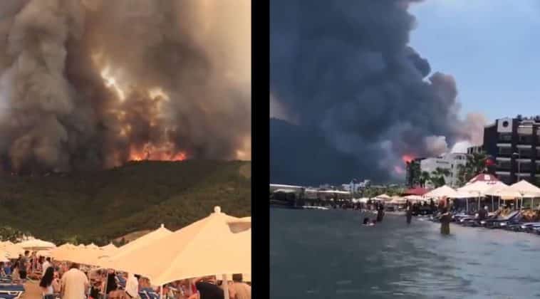 Marmaris�te büyük orman yangını Evler ve oteller boşaltılıyor!
