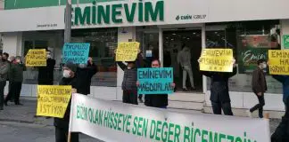 Eminevim mağdurları eylemde: Tapumuzu istiyoruz! Eminevim mağdurları