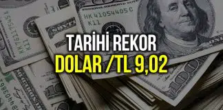 Dolar 9 lira seviyesini aşarak tarihi rekor kırdı! Dolar 9 lira