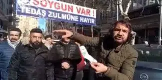 Yüksek elektrik faturalarını gösteren vatandaşlardan ‘Soygun var!’ pankartı elektrik soygun var