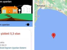 Google deprem uyarı