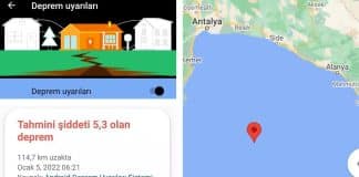 Google deprem uyarı