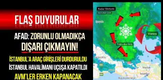 AFAD’dan İstanbul için uyarı: Zorunlu olmadıkça yola çıkmayın! İstanbul uyarı