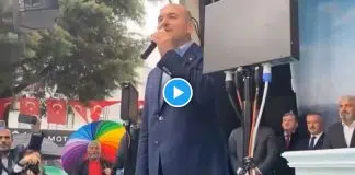 Soylu’yu dinleyen vatandaşın ‘gökkuşağı’ renkli şemsiyesine müdahale soylu gökkuşağı şemsiye