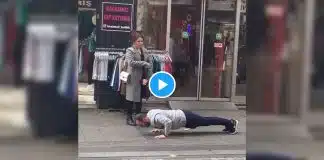 Bir kadın, ceza olarak sokak ortasında erkek arkadaşına şınav çektirdi ceza şınav