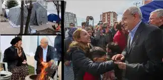 Kılıçdaroğlu geceyi çadırda geçirdi, depremzedelerin sorunlarını dinledi Kılıçdaroğlu