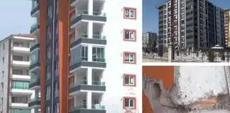 Malatya’da 3 yıllık “Lüks” diye satılan sitenin kolonlarından tahta parçaları çıktı! Malatya lüks