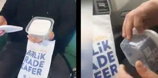 AKP’nin seçim için dağıttığı üründen alan vatandaş: “Eskiden çay, makarna dağıtıyorlardı, işler o kadar kötü ki saklama kabı dağıtıyorlar.” akp saklama kabı