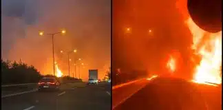 Buca yangını büyüyor: İzmir-Aydın Otoyolu trafiğe kapatıldı Buca yangını