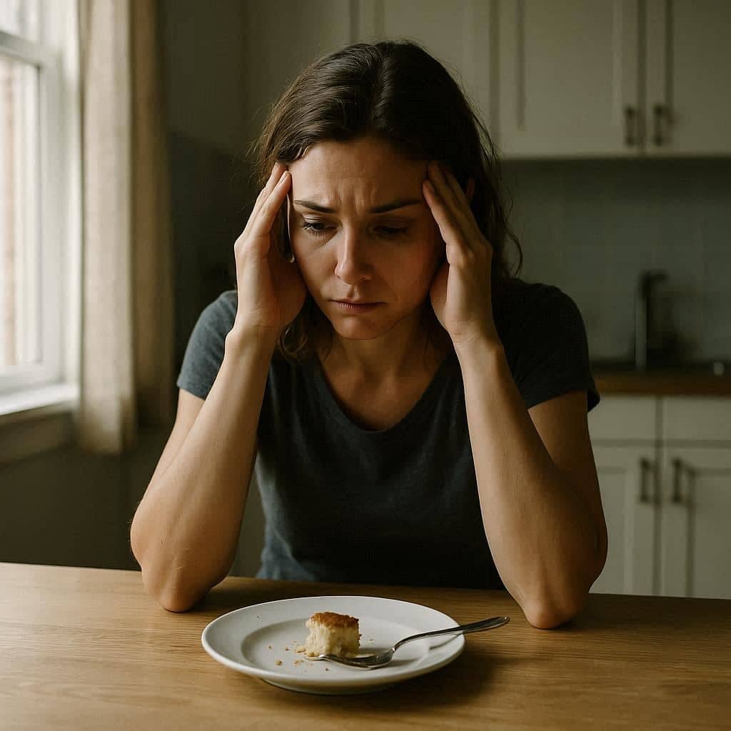 Yemek yerken suçlu hissetmek sorununa karşı sezgisel beslenme ve mindful eating ile yemekle olan ilişkiyi iyileştirme konsepti.
