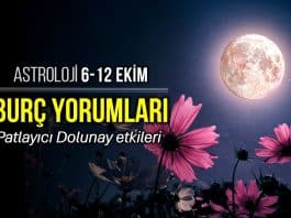 6-12 Ekim haftalık burç yorumları için haftalık astroloji görseli. Koç Dolunayı etkileri