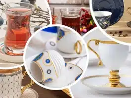 Farklı markaların ikonik ürünlerini inceleyin: Paşabahçe çay bardağı, Acar kahve fincanı ve English Home kahve fincanı.