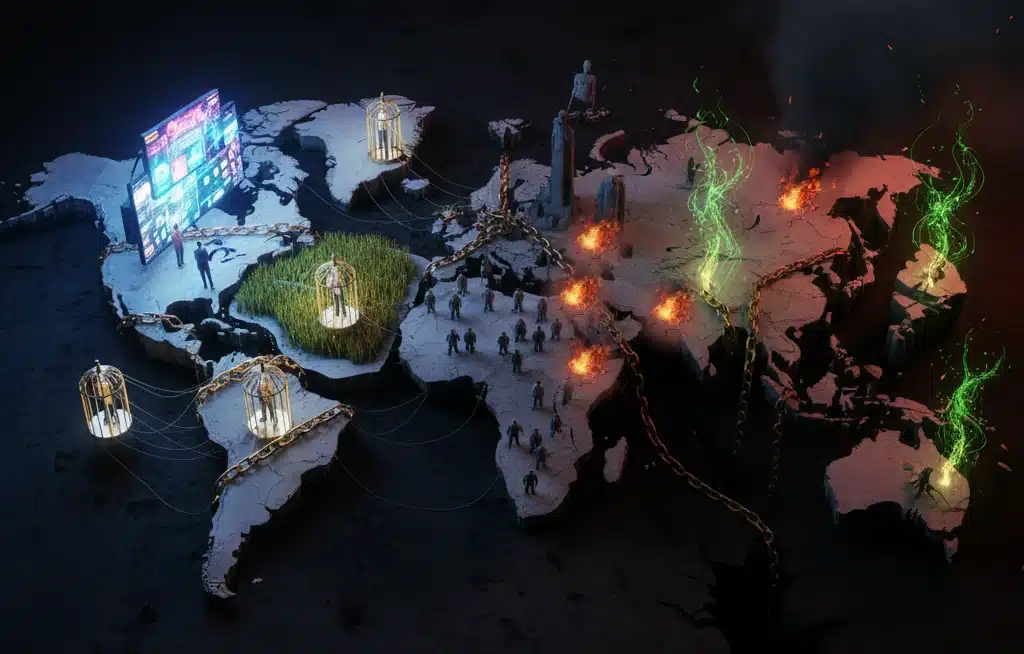 Panem et Circenses kavramı, ekmek ve sirkler ile yönetilen toplumlar ve dünya düzeni içindeki kul-köle ikilemini anlatan illüstrasyon.