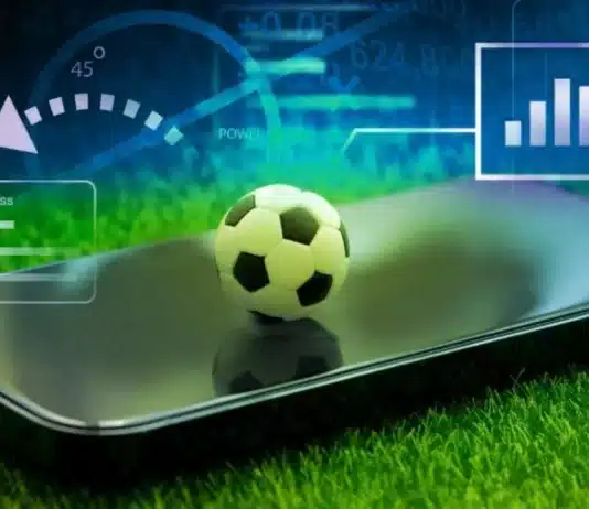 Sporda yapay zeka yatırımları kapsamında spor analitiği ve spor teknolojileri dijital dönüşüm verileri gösteren modern stadyum ekranı