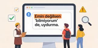 Prompt yöntemleri ile yapay zeka halüsinasyonları ve uydurma bilgileri önleme stratejilerini gösteren bilgilendirici görsel.