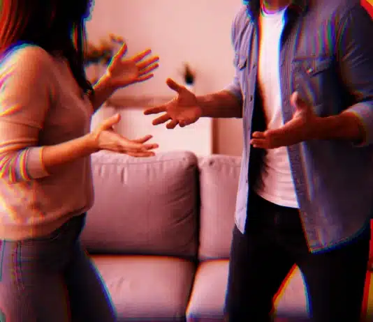 Ekonomik zorluklar yaşayan tartışan çift görseli