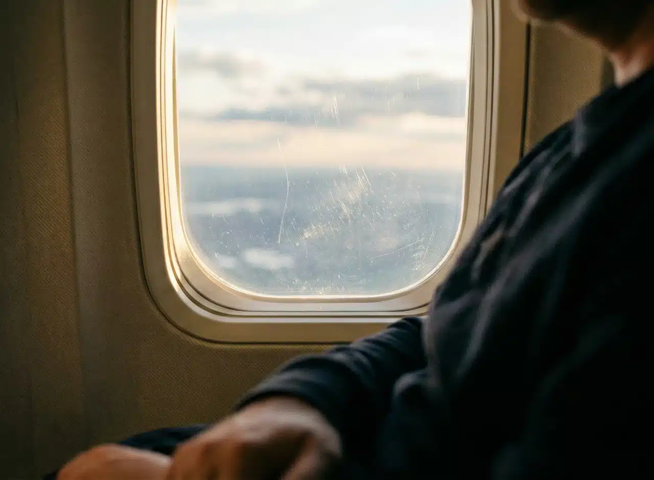 En ucuz uçak bileti rezervasyon zamanlarını ve Google Flights verilerini gösteren dijital ekran ve bilet görseli.