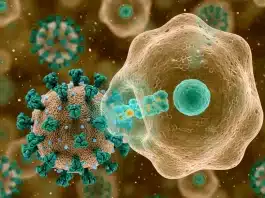 Yeni grip varyantı H3N2: Hızla yayılıyor ve mutasyona uğruyor Mikroskop altında İnfluenza A virüsü (H3N2 alt tipi) yapısı ve mutasyona uğramış protein çıkıntıları.