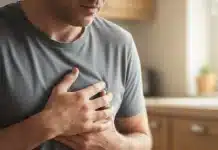 Kalp çarpıntısı neden olur? Acil yardım gerektiren 4 kritik belirtiye dikkat! Göğsünü tutan ve kalp çarpıntısı yaşayan bir kişinin kardiyolojik belirtilerini temsil eden görsel