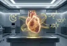 Kalp sağlığı için sağlıklı beslenme ve elektronik sigaranın damar sağlığına etkilerini gösteren dijital illüstrasyon