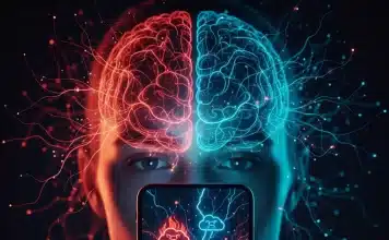 Rage bait nedir? Sosyal medyadaki öfke tuzağı prefrontal korteksi nasıl etkiliyor? Beynin prefrontal korteks ve limbik sistem arasındaki etkileşimini rage bait bağlamında gösteren illüstrasyon