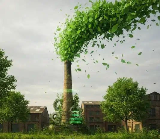 Sera Gazı Hesaplama Zorunluluğu kapsamında fabrikaların karbon ayak izi ölçümünü temsil eden endüstriyel görsel.