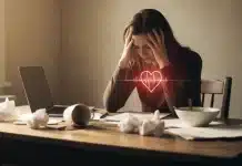 Stres kalp krizini nasıl tetikliyor? Genç yaşta artan risklere dikkat! Kronik stresin kalp üzerindeki etkilerini ve damar sağlığını temsil eden kardiyovasküler sistem analizi görseli.