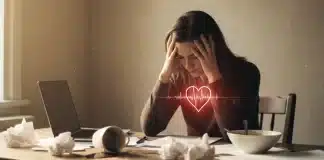 Kronik stresin kalp üzerindeki etkilerini ve damar sağlığını temsil eden kardiyovasküler sistem analizi görseli.