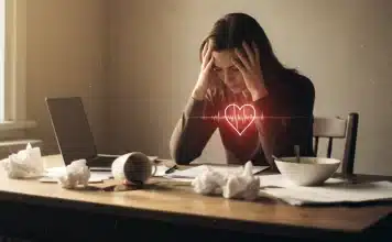 Stres kalp krizini nasıl tetikliyor? Genç yaşta artan risklere dikkat! Kronik stresin kalp üzerindeki etkilerini ve damar sağlığını temsil eden kardiyovasküler sistem analizi görseli.