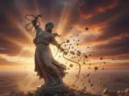 Kadın kadar taş düşsün başınıza temalı, güçlü ve kararlı bir kadın figürünü temsil eden sanatsal görsel.