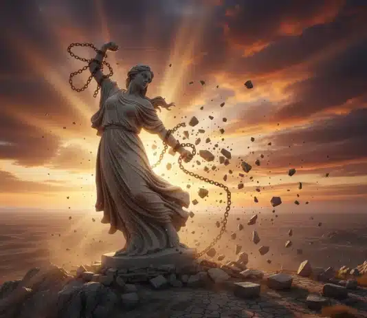 Kadın kadar taş düşsün başınıza temalı, güçlü ve kararlı bir kadın figürünü temsil eden sanatsal görsel.