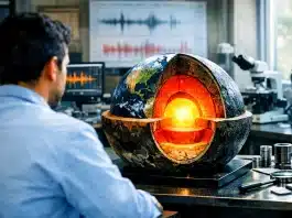 Bilim dünyasında şok: Dünya’nın çekirdeğinde gizli okyanuslar bulundu Dünya’nın çekirdeği içindeki yüksek basınç altında hidrojen etkileşimini gösteren yapı