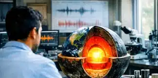 Bilim dünyasında şok: Dünya’nın çekirdeğinde gizli okyanuslar bulundu Dünya’nın çekirdeği içindeki yüksek basınç altında hidrojen etkileşimini gösteren yapı