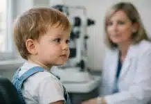 İçe doğru göz kayması belirtileri: Ezotropya nedir? İçe doğru göz kayması muayenesi yapan doktor ve çocuk hasta