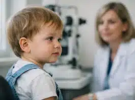 İçe doğru göz kayması belirtileri: Ezotropya nedir? İçe doğru göz kayması muayenesi yapan doktor ve çocuk hasta