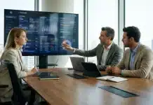 2026’da KOBİ’ler için yeni büyüme reçetesi: Dijitalleşme yol haritası ofiste strateji toplantısı yapan ve dijitalleşme yol haritası üzerinde çalışan iş insanları