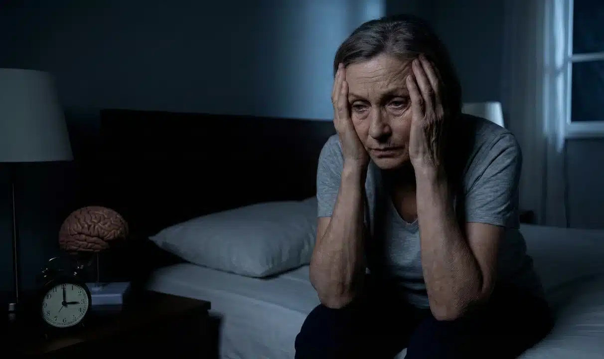 yetersiz uyku ve beyin sağlığı ilişkisini temsil eden gece uykusu
